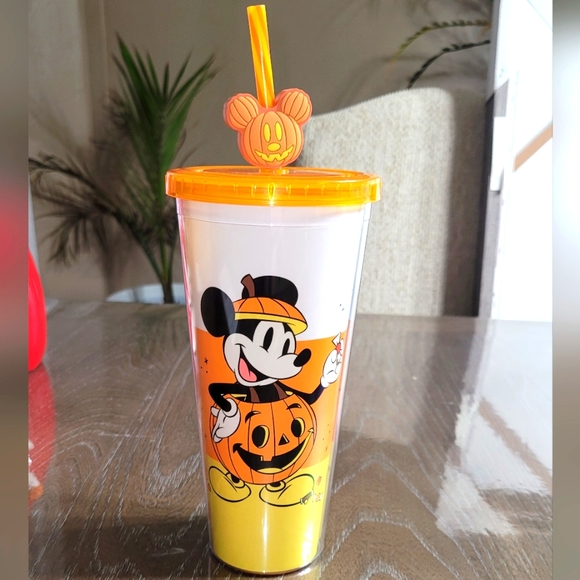 Disney Other - Disney Mickey Mouse Halloween double insulated cup with straw and mickey pumpkin